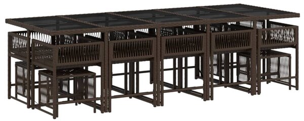 15 részes barna polyrattan kerti ülőgarnitúra párnákkal