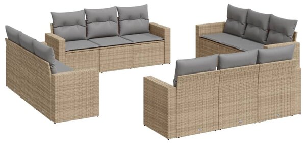 12 részes bézs polyrattan kerti ülőgarnitúra párnákkal