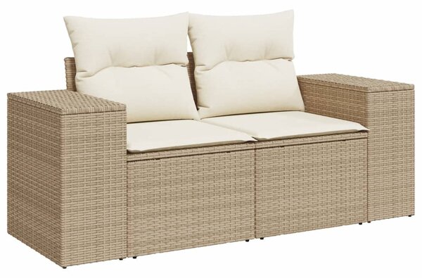 9 részes bézs polyrattan kerti ülőgarnitúra párnákkal