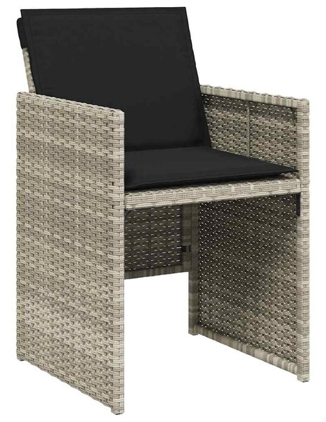 11 részes világosszürke polyrattan kerti ülőgarnitúra párnákkal