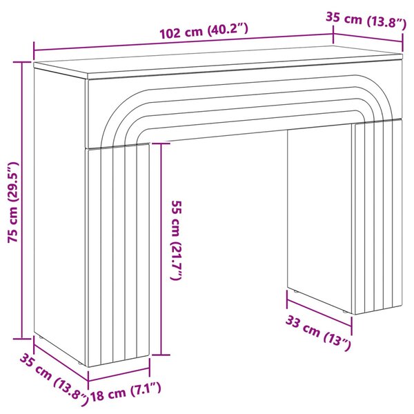 Dohányzóasztal Antik Fa 102 x 35 x 75 cm Szerelt Fa