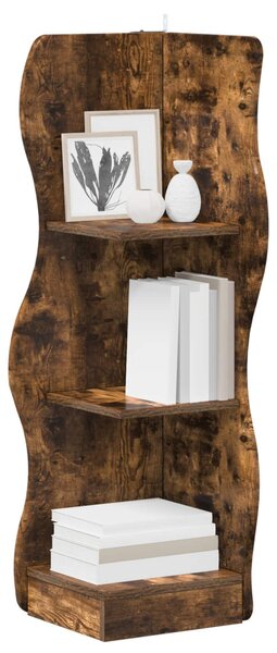 Sarokpolc polcokkal Füstös Tölgy 34 x 33 x 102 cm Szerelt Fa