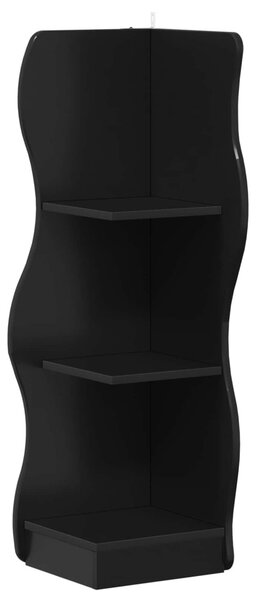 Sarokpolc polcokkal Fekete 34 x 33 x 102 cm Szerelt Fa