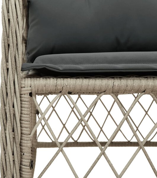 3 részes világosszürke polyrattan bisztrógarnitúra párnákkal