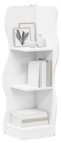 Sarokpolc polcokkal tárolóval Fehér 34 x 33 x 102 cm Szerelt Fa