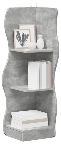 Sarokpolc polcokkal Betonszürke 34 x 33 x 102 cm Szerelt Fa
