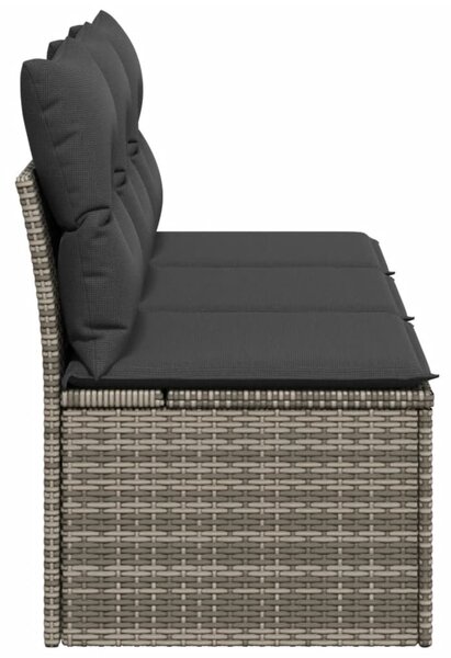 3 személyes szürke polyrattan kerti kanapé párnával