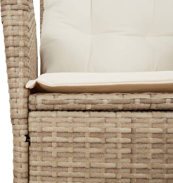 7 részes bézs polyrattan kerti étkezőgarnitúra párnákkal