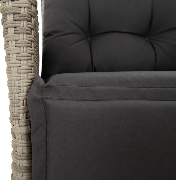 9részes világosszürke polyrattan kerti étkezőgarnitúra párnával