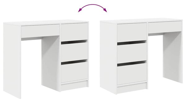 Asztal fiókkal polcokkal Fehér 90 x 37,5 x 75 cm Faanyag
