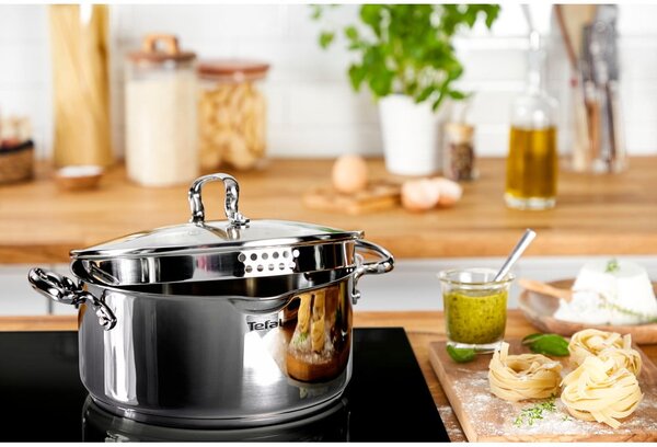 Indukciós tűzhelyhez alkalmas rozsdamentes acél edény 5 l Duetto+ – Tefal