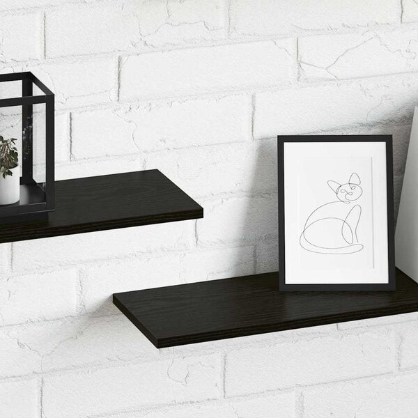 Polcos könyvespolc 4 pcs Fekete 100 x 20 x 1,5 cm Faanyag