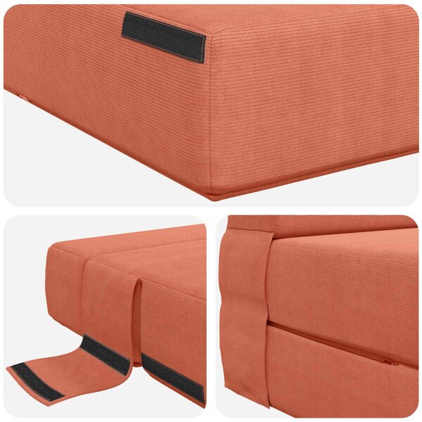 VidaXL Hajtogatható Kanapéágy Piros Narancs 203 x 152 x 15 cm