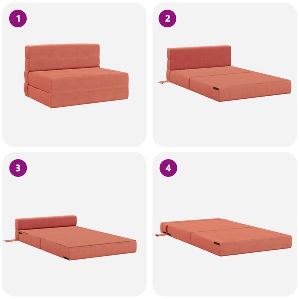VidaXL Összecsukható kanapéágy Piros Narancs 70 x 72 x 60 cm Szövet