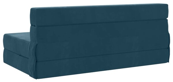 VidaXL Hajtogatható Kanapéágy Kék 203 x 152 x 15 cm Bársony