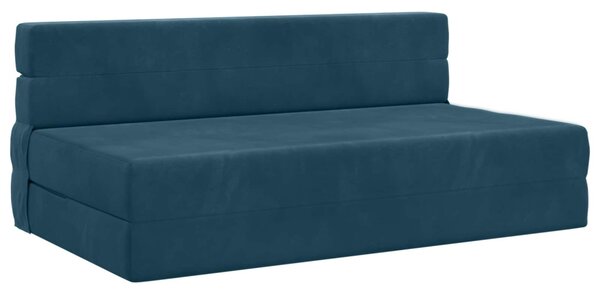 VidaXL Hajtogatható Kanapéágy Kék 203 x 152 x 15 cm Bársony