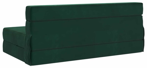 VidaXL Hajtogatható Kanapéágy Sötétzöld 203 x 152 x 15 cm Bársony