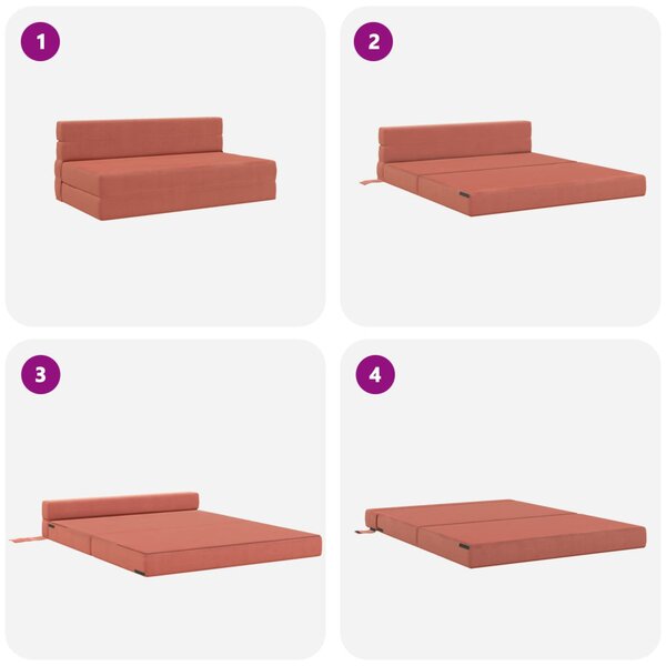 VidaXL Hajtogatható Kanapéágy Piros Narancs 203 x 152 x 15 cm