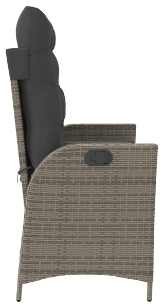 Szürke polyrattan dönthető kerti pad párnával
