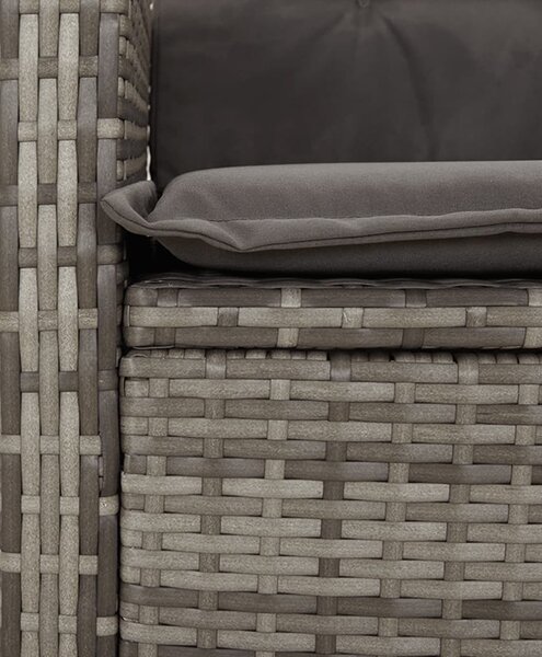 Szürke polyrattan dönthető kerti pad párnával