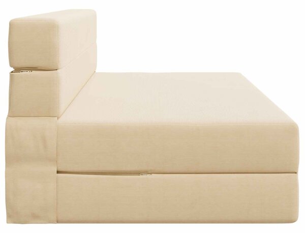 VidaXL Hajtogatható Kanapéágy Krém 203 x 152 x 15 cm Bársonyos szövet