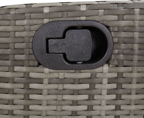 Szürke polyrattan dönthető kerti pad párnával