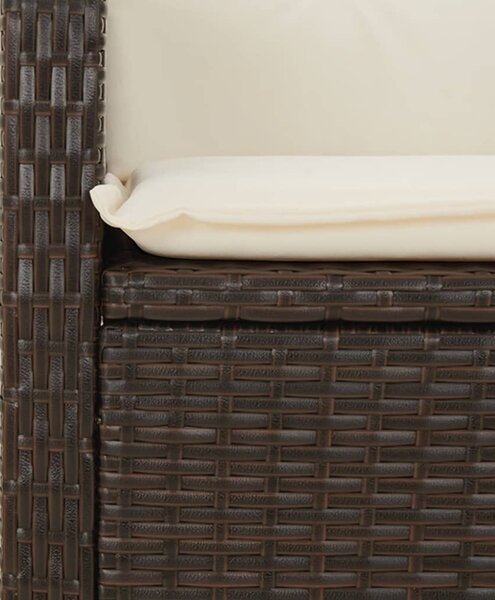 5 részes barna polyrattan kerti étkezőgarnitúra párnákkal