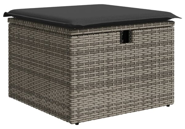 Szürke polyrattan kerti szék párnával 55 x 55 x 37 cm
