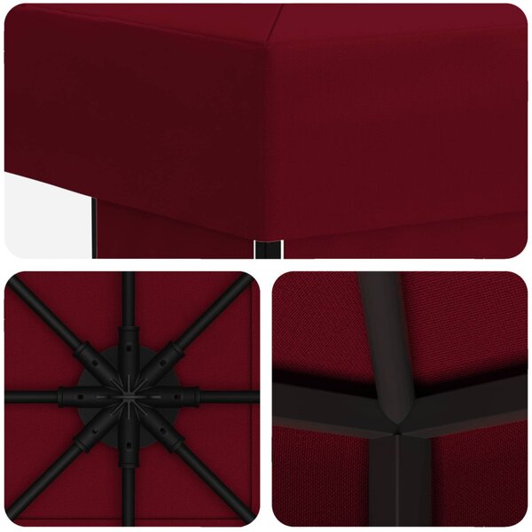 Pavilon 3 x 3 m Burgundi Poliészter és acél 190 gsm