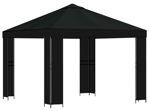 Pavilon 3 x 3 m Fekete Poliészter és acél 190 gsm