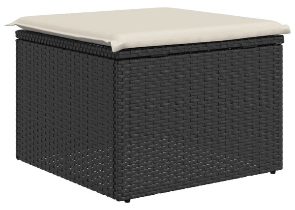 Fekete polyrattan kerti szék párnával 55 x 55 x 37 cm