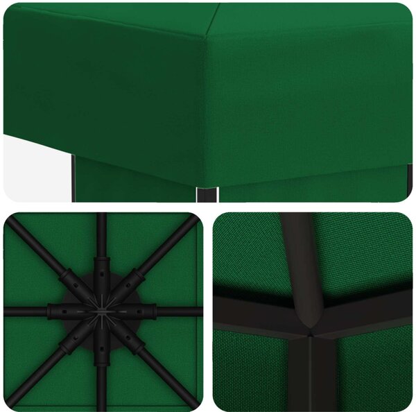 Pavilon 3 x 3 m Zöld Poliészter és acél 190 gsm