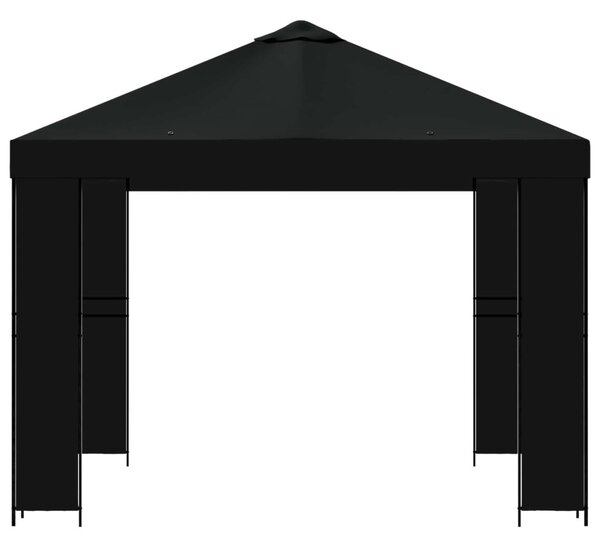 Pavilon 3 x 3 m Fekete Poliészter és acél 190 gsm