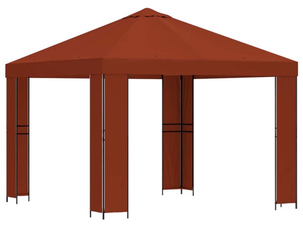 Pavilon 3 x 3 m Terrakotta Poliészter és acél 190 gsm