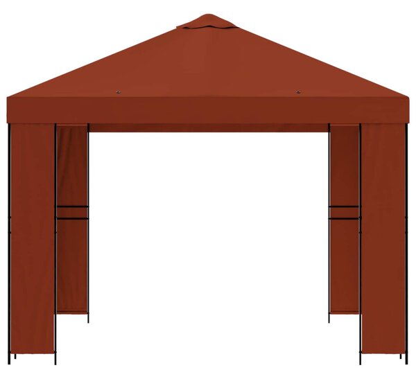 Pavilon 3 x 3 m Terrakotta Poliészter és acél 190 gsm