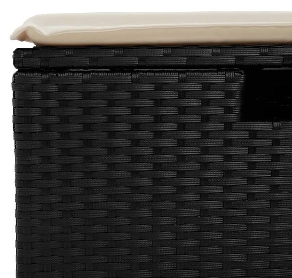 Fekete polyrattan kerti szék párnával 55 x 55 x 37 cm