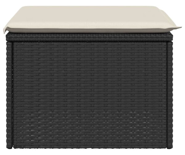 Fekete polyrattan kerti szék párnával 55 x 55 x 37 cm