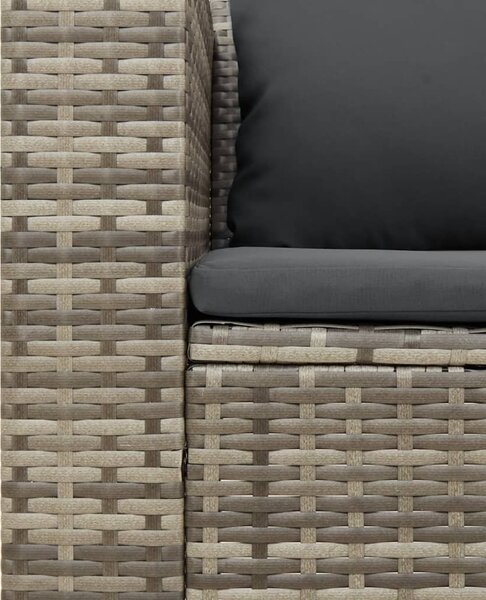 5 részes szürke polyrattan akácfa kerti ülőgarnitúra párnákkal