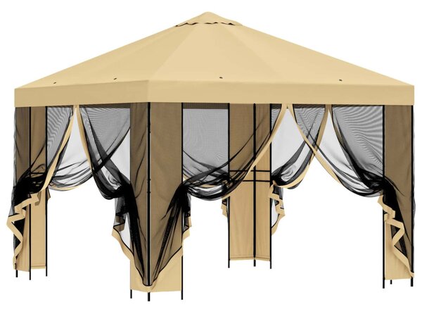 Kerti pavilon oldalfalakkal 3 x 3 m Krémszínű