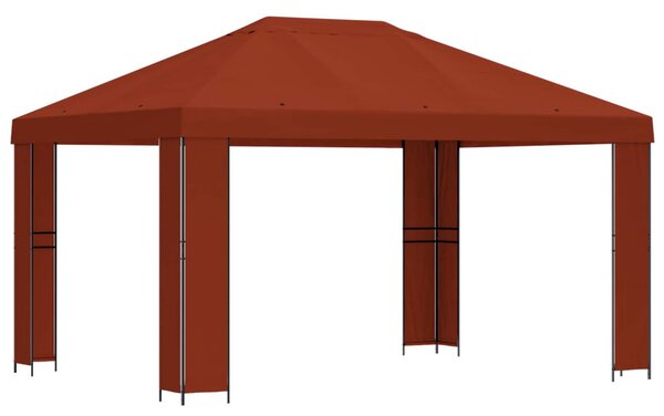 Pavilon 4 × 3 m Terrakotta Poliészter és acél 190 gsm