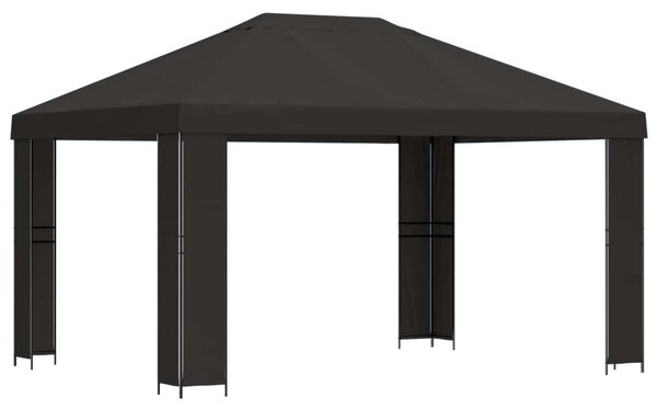 Pavilon 4 × 3 m Antracitszürke Poliészter és acél 190 gsm