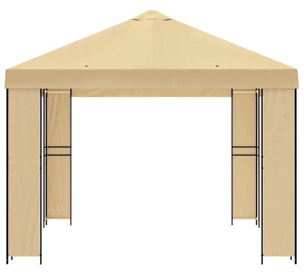 Pavilon 4 × 3 m Krémszínű Poliészter és acél 190 gsm