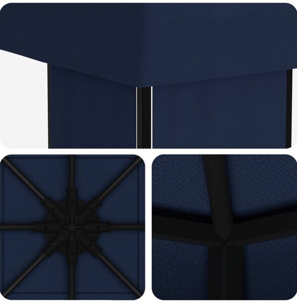 Pavilon 4 × 3 m Kék Poliészter és acél 190 gsm