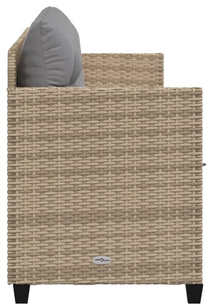 Bézs polyrattan napozóágy párnával