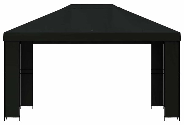 Pavilon 4 × 3 m Fekete Poliészter és acél 190 gsm