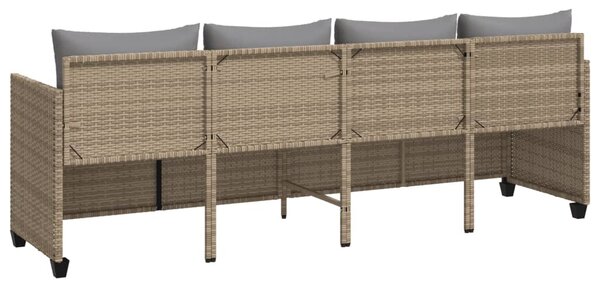 Bézs polyrattan napozóágy párnával