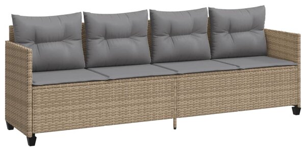 Bézs polyrattan napozóágy párnával