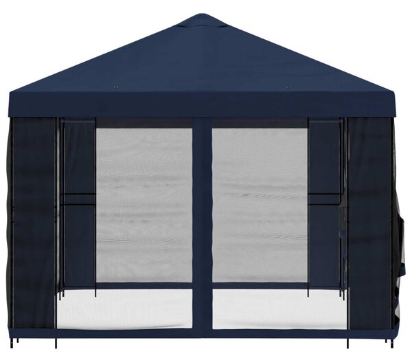 Kerti pavilon oldalfalakkal 4 × 3 m Kék Poliészter és acél
