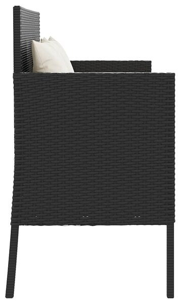 Fekete polyrattan kerti pad párnával