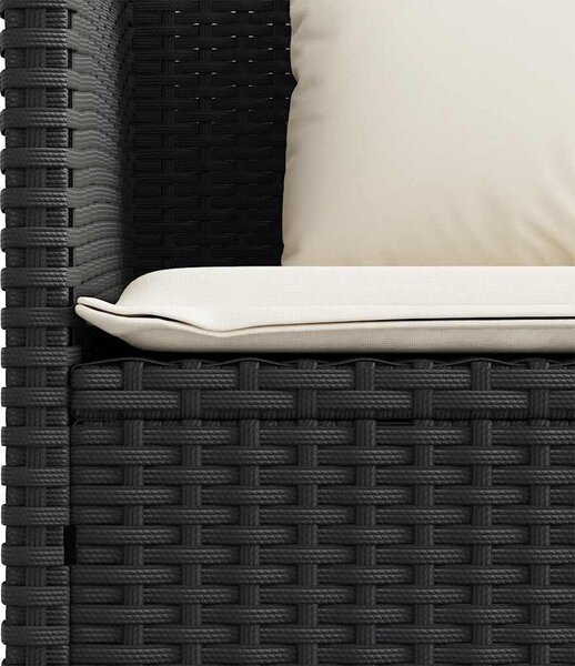 Fekete polyrattan kerti pad párnával